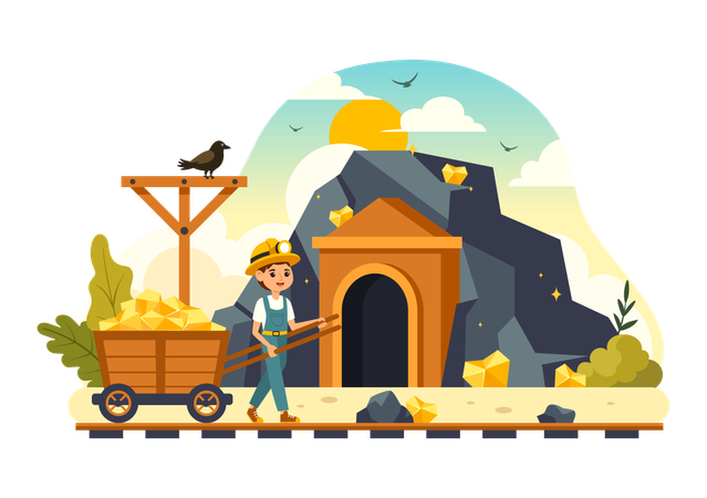 Gold Mining Process  Illustration