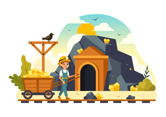 Gold Mining Process  Illustration