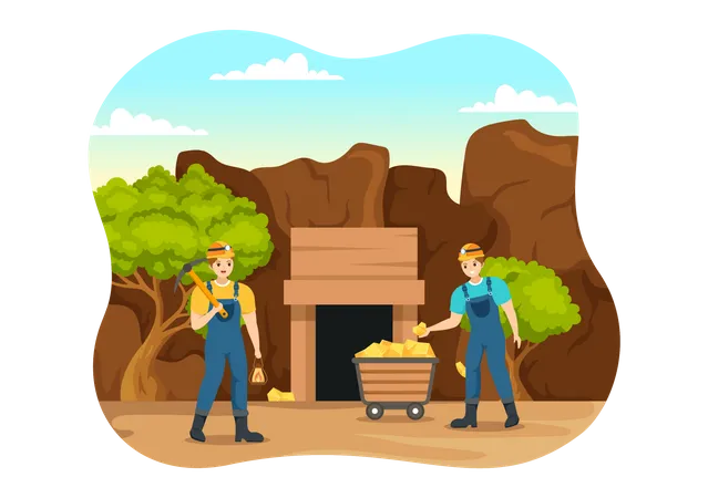 GOLD Mining Worker  Illustration