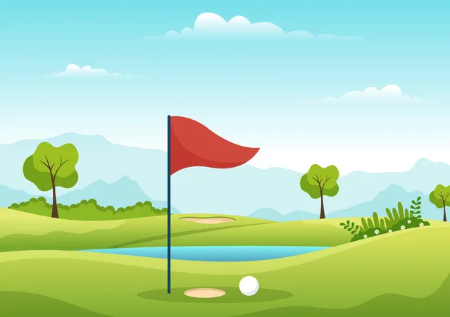 Golfplatz mit Flagge  Illustration