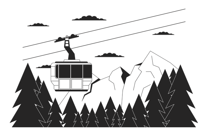 Gondola skilift mountain forest  Illustration