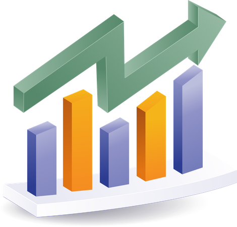 Goods analysis chart with arrow  Illustration