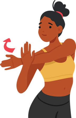 Graceful Woman Performing Shoulder And Hand Stretches  イラスト