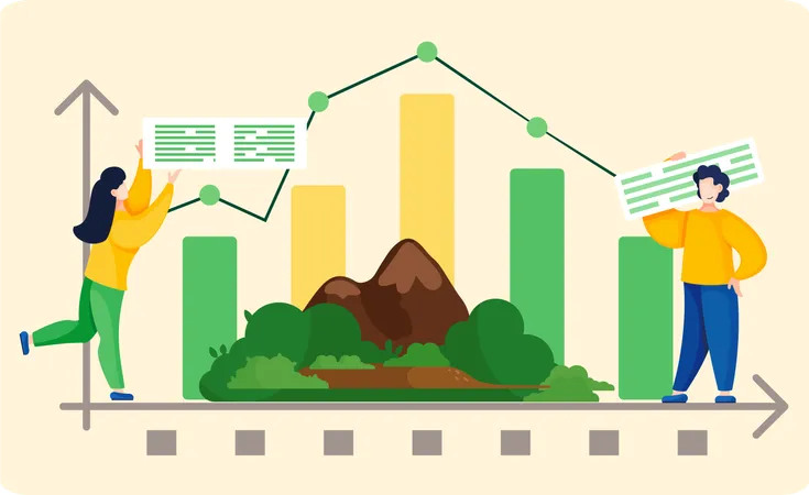 Gráfico de mudança climática  Ilustração