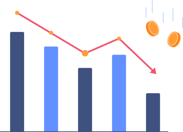 Gráfico de queda da inflação  Ilustração