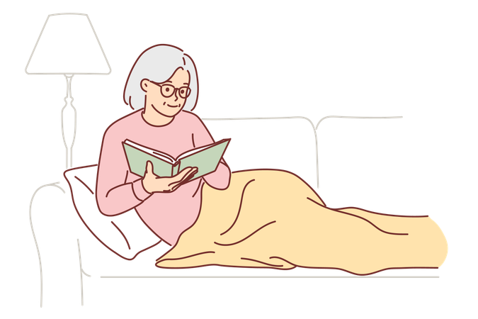 Grandmother is reading book  イラスト