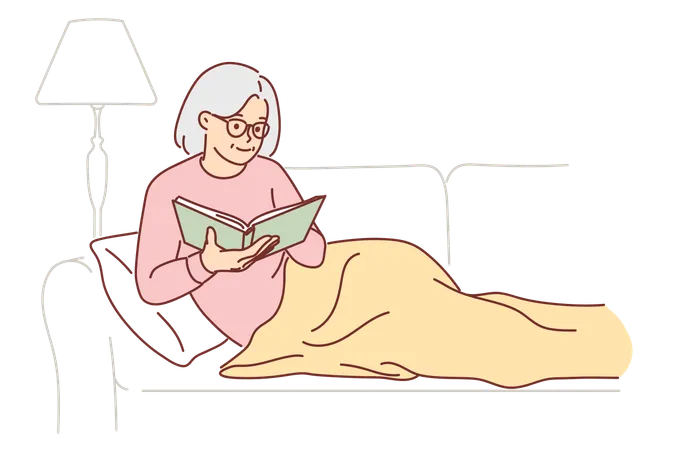 Grandmother is reading book  イラスト