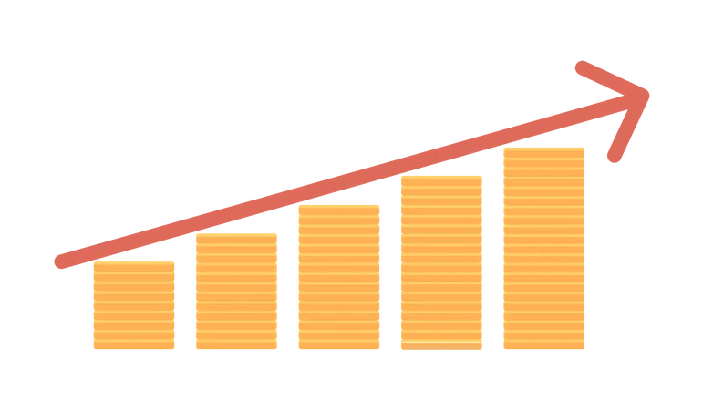 Graph with raising arrow  일러스트레이션