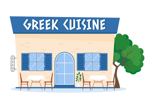 Greek cuisine restaurant  イラスト