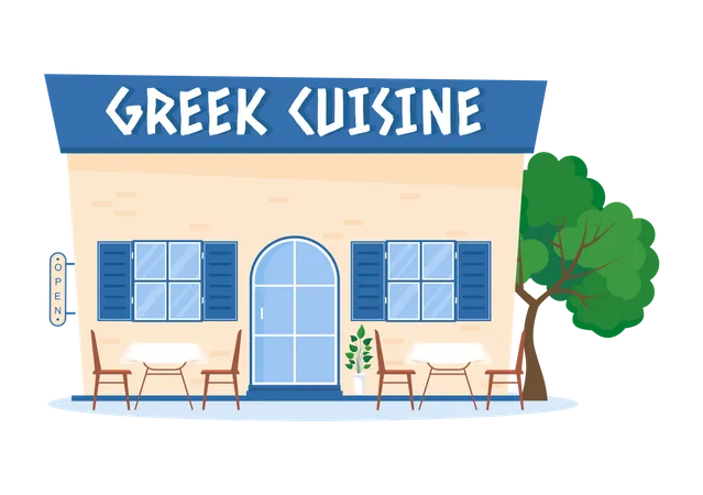 Greek cuisine restaurant  イラスト