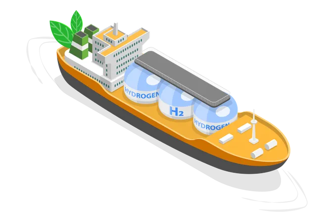 Green Hydrogen Ship  Illustration