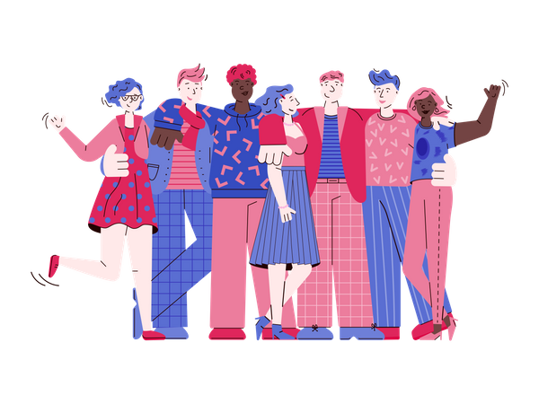 Group of friends celebrating friendship day  Illustration