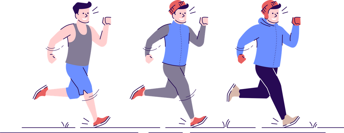 Group of man doing morning jogging  Illustration