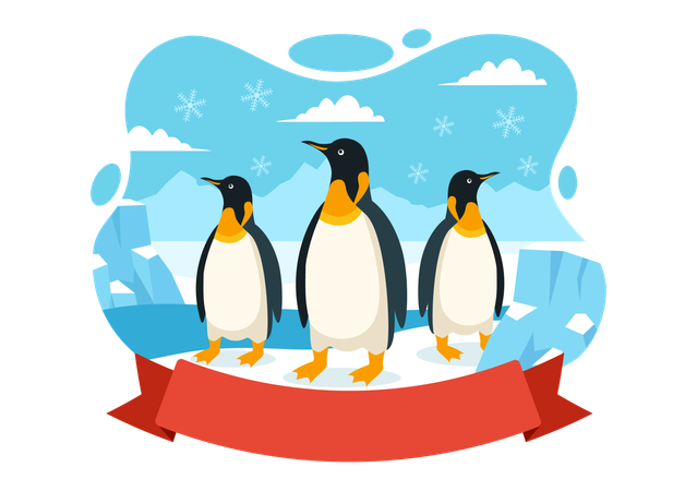 Group of penguin standing together  イラスト