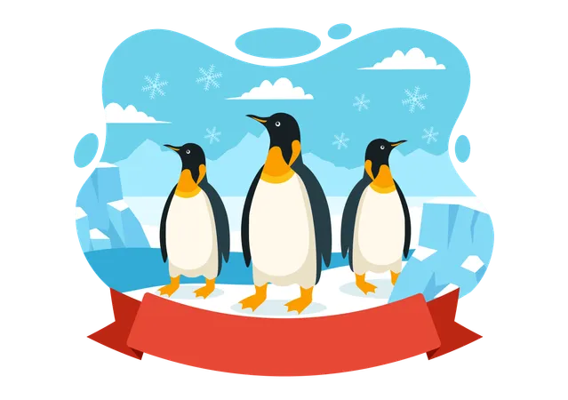 Group of penguin standing together  イラスト