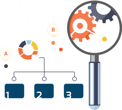 Growth chart magnifying glass focusing  Illustration