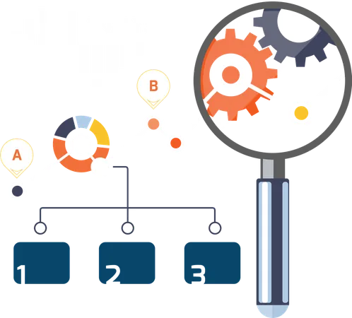 Growth chart magnifying glass focusing  Illustration