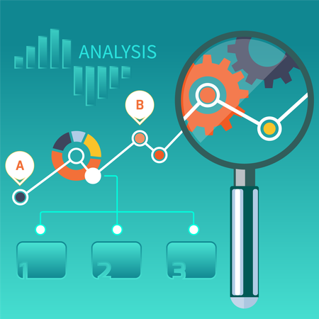 Growth chart magnifying glass focusing  Illustration