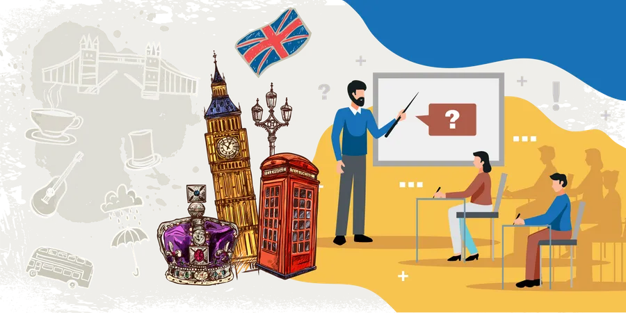 Guiding in language for UK study  일러스트레이션