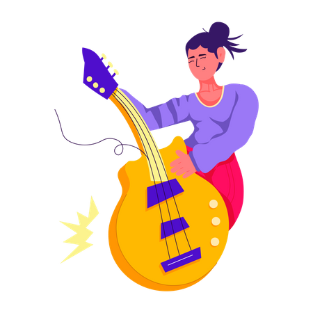 Guitarrista feminina  Ilustração