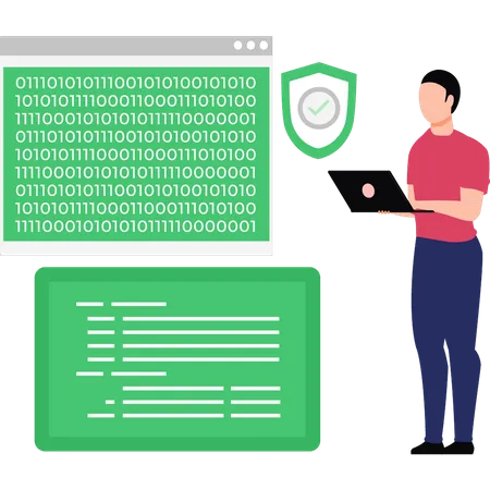 Guy Doing Binary Coding  일러스트레이션
