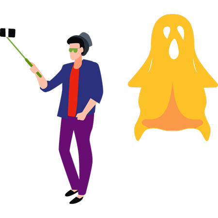 Guy is making Halloween videos  Illustration