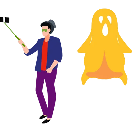 Guy is making Halloween videos  Illustration