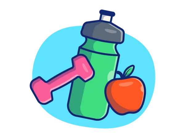 Gym bottle with healthy diet  일러스트레이션