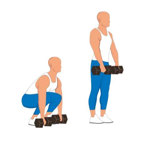 Gym man doing dumbbells exercise  Illustration