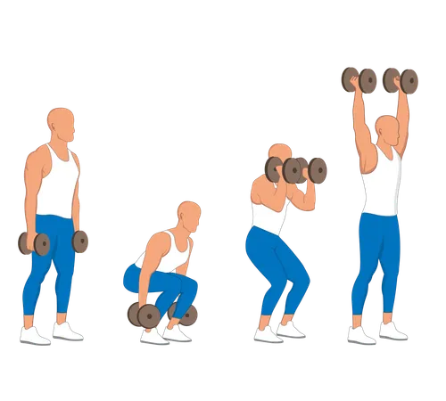 Gym man doing dumbbells exercise  Illustration