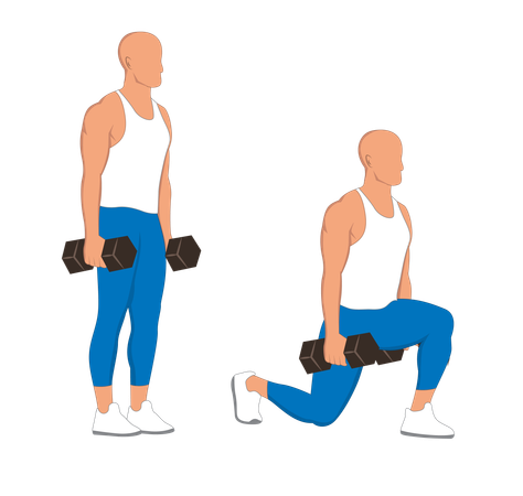 Gym man doing dumbbells exercise  Illustration