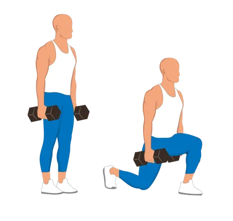 Gym man doing dumbbells exercise  Illustration