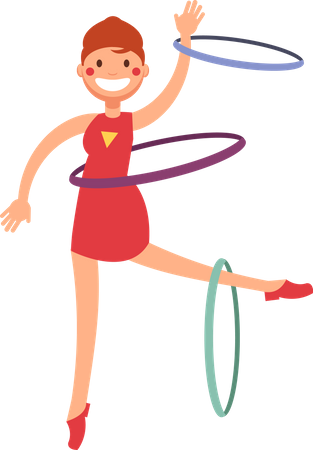 Gymnast Girl Balancing in Ring  Illustration