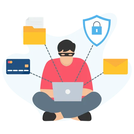 Hacker hacking data security  Illustration