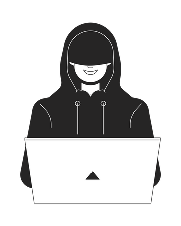 Hacker en capucha sonriendo  Ilustración