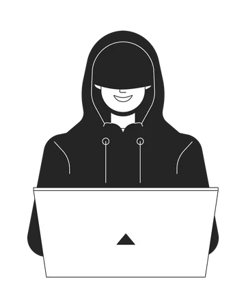 Hacker en capucha sonriendo  Ilustración