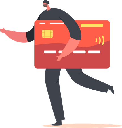 Hacker with stolen credit card  Illustration