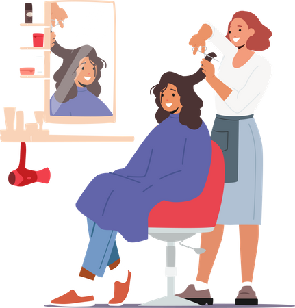 Hair cutting by female hair dresser  Illustration