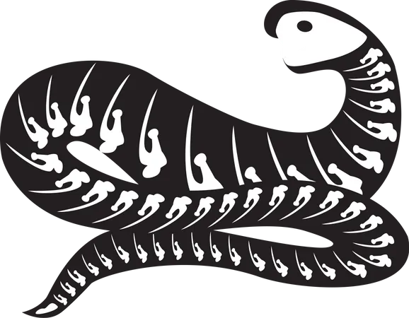 Halloween Scary Snake Skeleton  イラスト