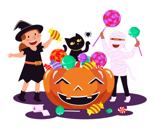 Halloween trick or treat chocolates  イラスト