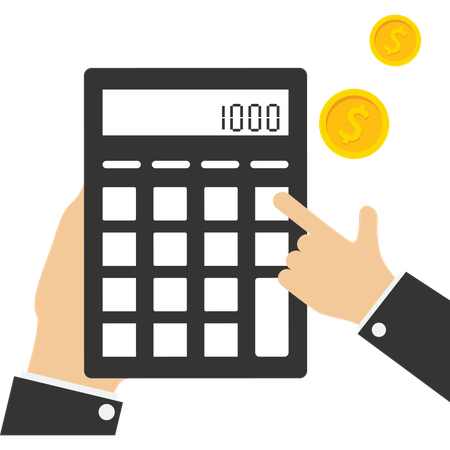 Hand calculating financial budget  Illustration