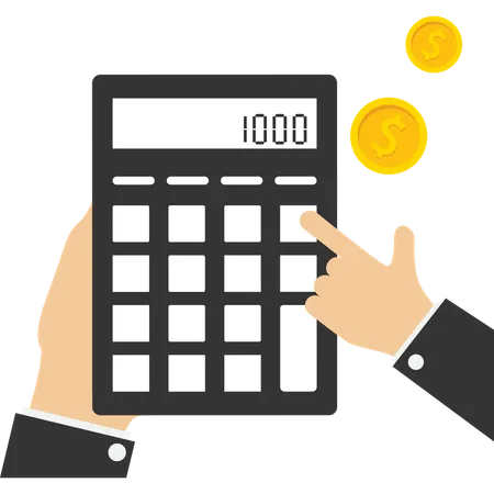 Hand calculating financial budget  Illustration