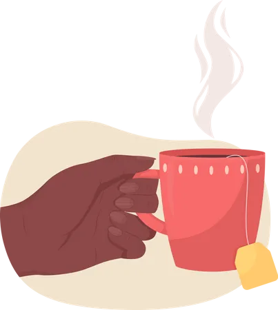 Hand holding a cup of hot tea  Illustration