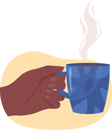 Hand holding an aromatic beverage  Illustration