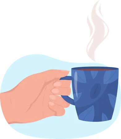 Hand holding cup of warm coffee  Illustration