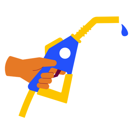 Hand holding fuel nozzle  Illustration