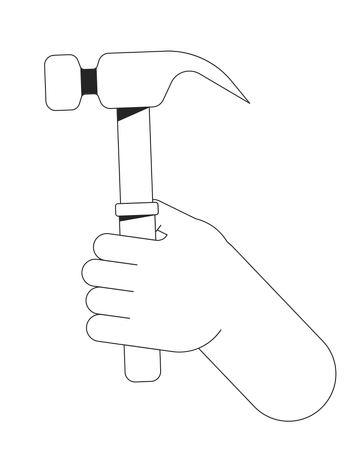 Hand Holding Hammer  イラスト