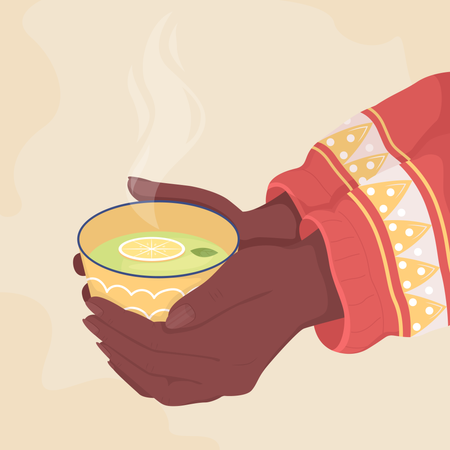 Hand holding herbal tea  Illustration