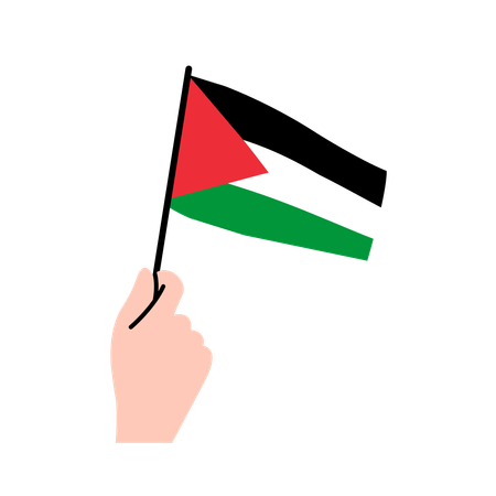 Hand Holding Palestine Flag  Illustration