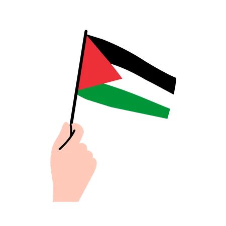 Hand Holding Palestine Flag  Illustration